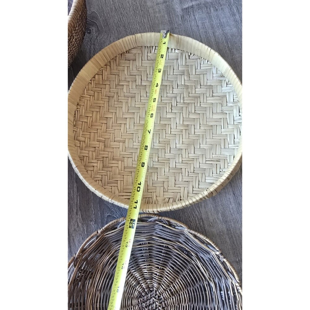Lot Of 5 Wicker Rattan Basket Decor Boho Vintage Decor Wall / Storage - Picture 11 of 13